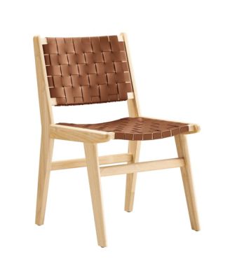 Saoirse Leather Wood Dining Side Chair, Set of 2