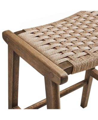 Saoirse Woven Rope Wood Counter Stool, Set of 2