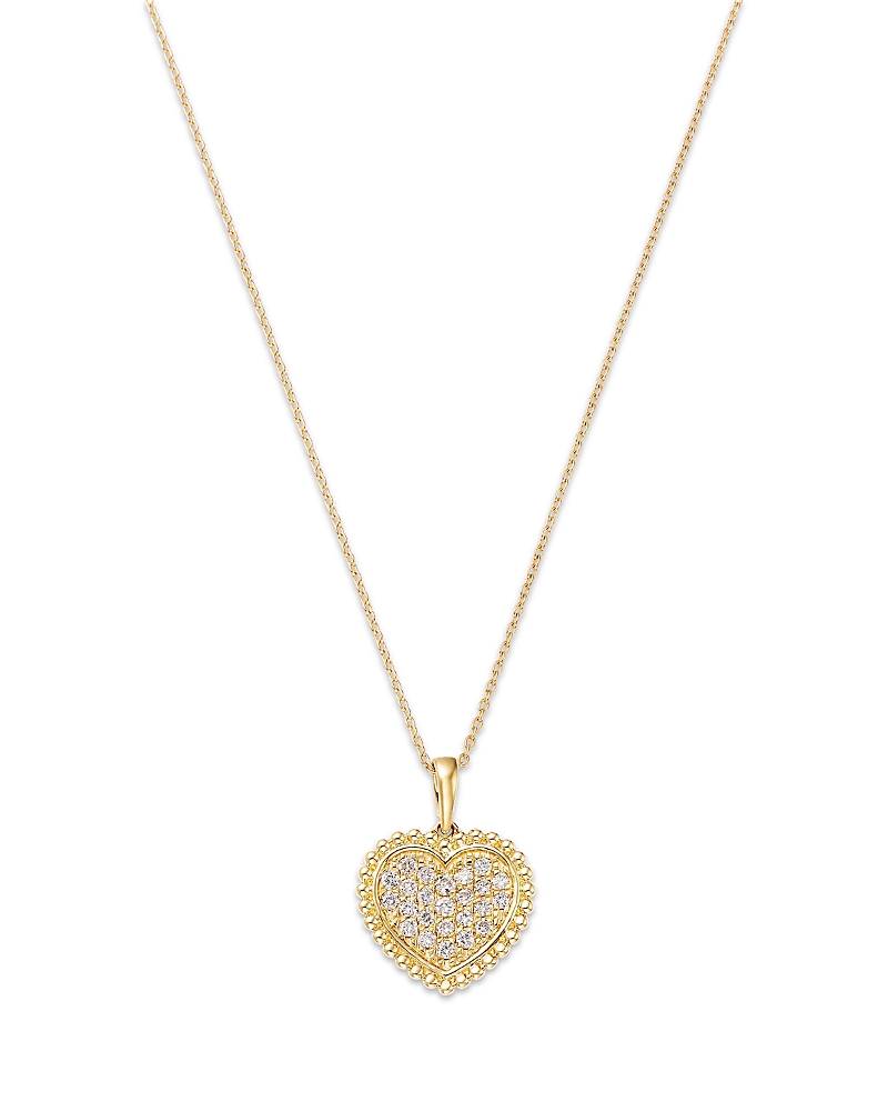 Bloomingdale's Fine Collection Diamond Heart Pendant Necklace In 14k Yellow Gold, 0.25 Tcw In Gold