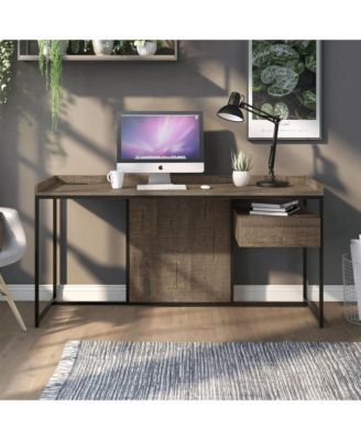 Tioga Steel Base 1-Drawer Writing Desk with USBs and Outlets