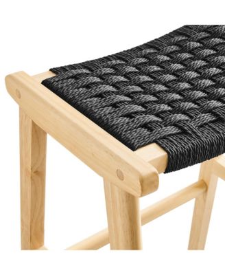 Saoirse Woven Rope Wood Bar Stool, Set of 2
