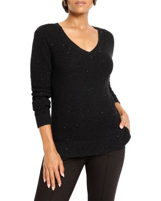 Shimmer Waffle V Neck Sweater