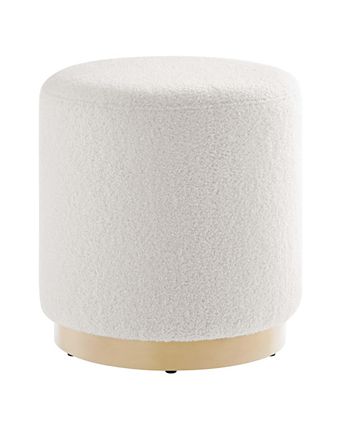 Tilden 16" Round Sherpa Upholstered Ottoman