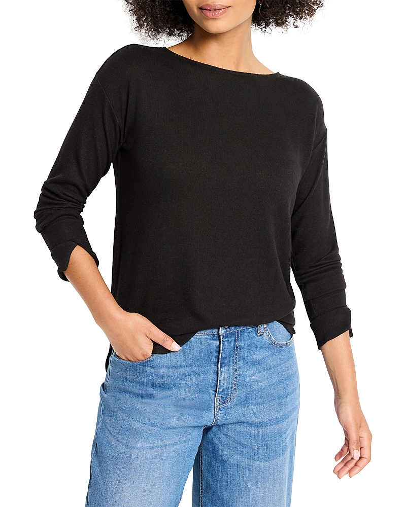Nzt By Nic+zoe Everyday Easy Cozy Knit Top In Black