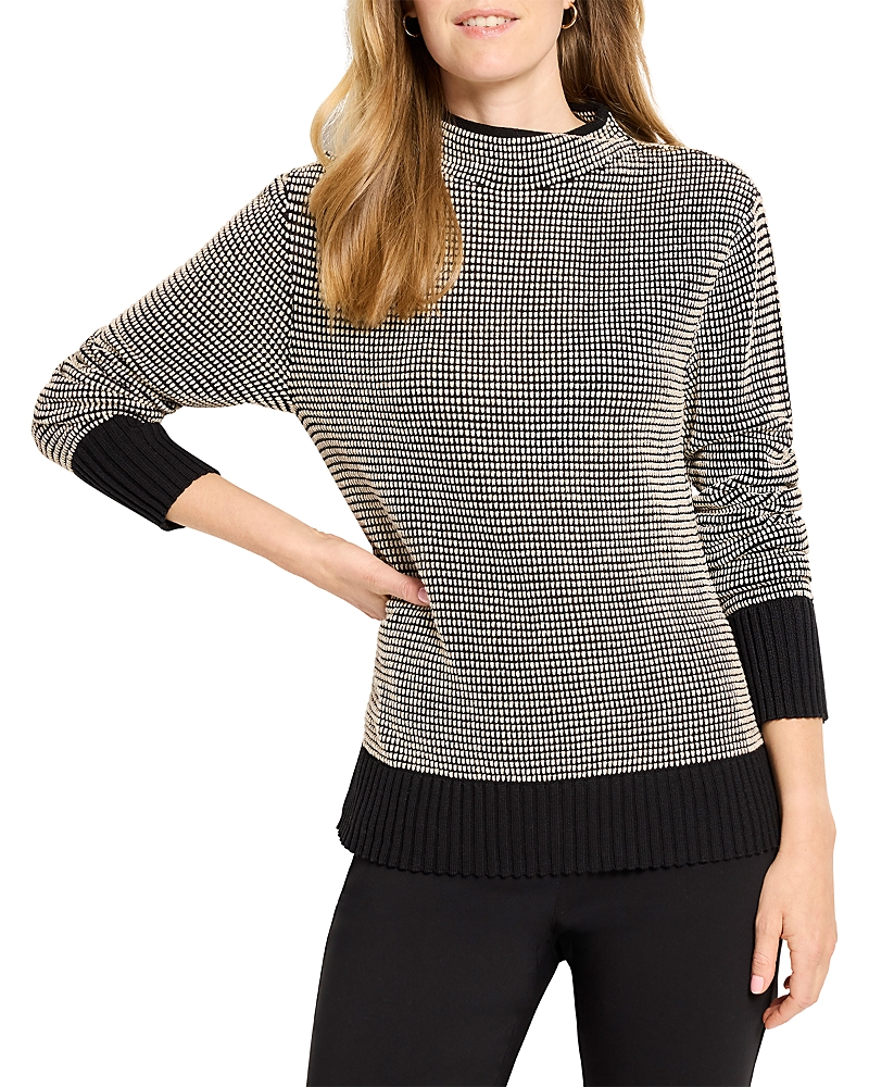Nic + Zoe Nic+zoe Funnel Neck Pixel Knit Sweater In Multi