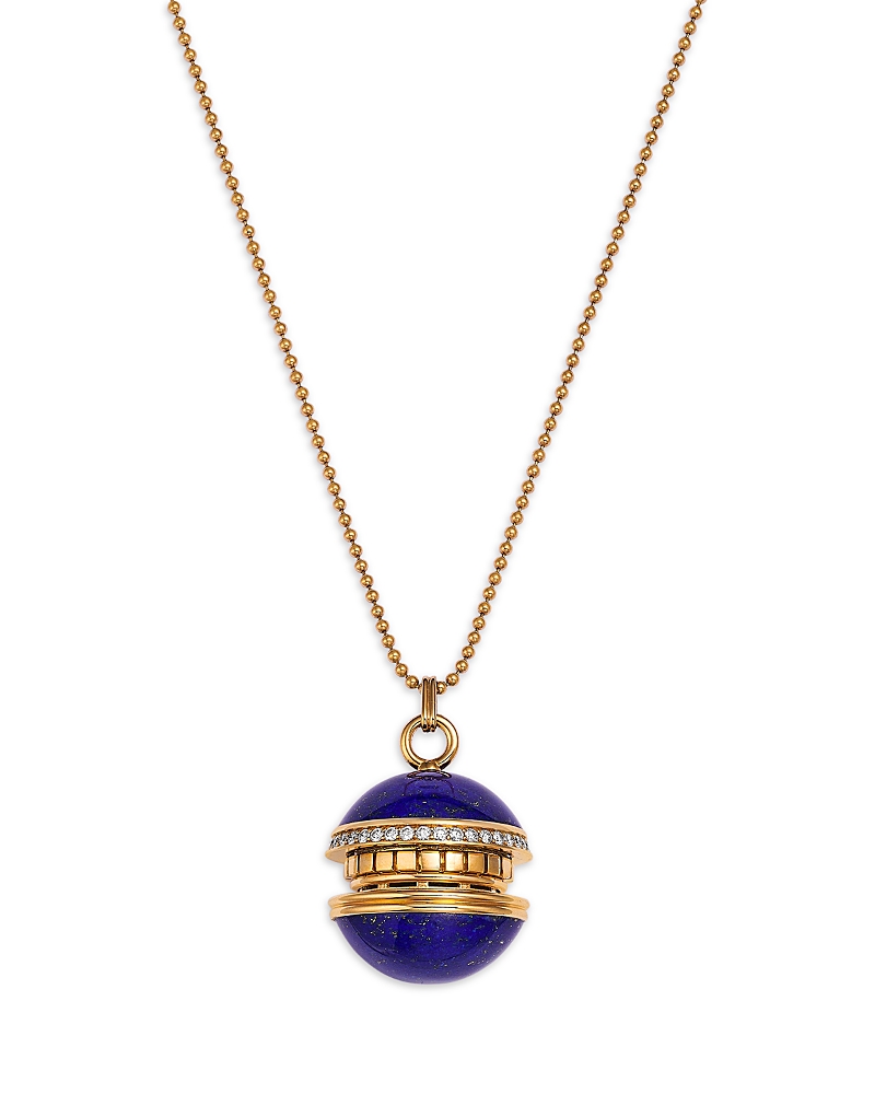 Roberto Coin Lapis Lazuli & Diamond Bead Pendant Necklace In 18k Rose Gold, 33 In Gold