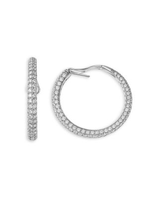 Diamond Hoop Earrings in 18K White Gold