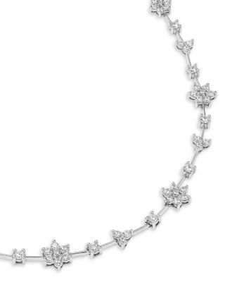 Diamond Flower Necklace in 14K White Gold, 3.0 tcw
