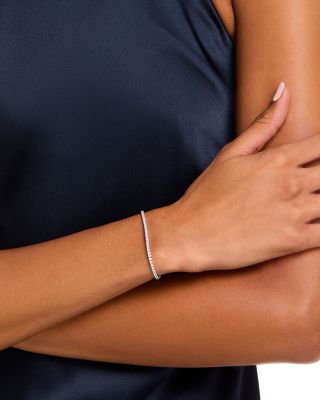 Emerald & Diamond Clover Tennis Bracelet in 14K White Gold