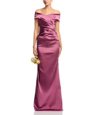 Satin Stretch Off The Shoulder Gown