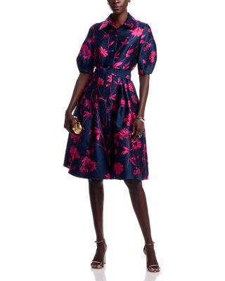 Jacquard Puff Sleeve Dress