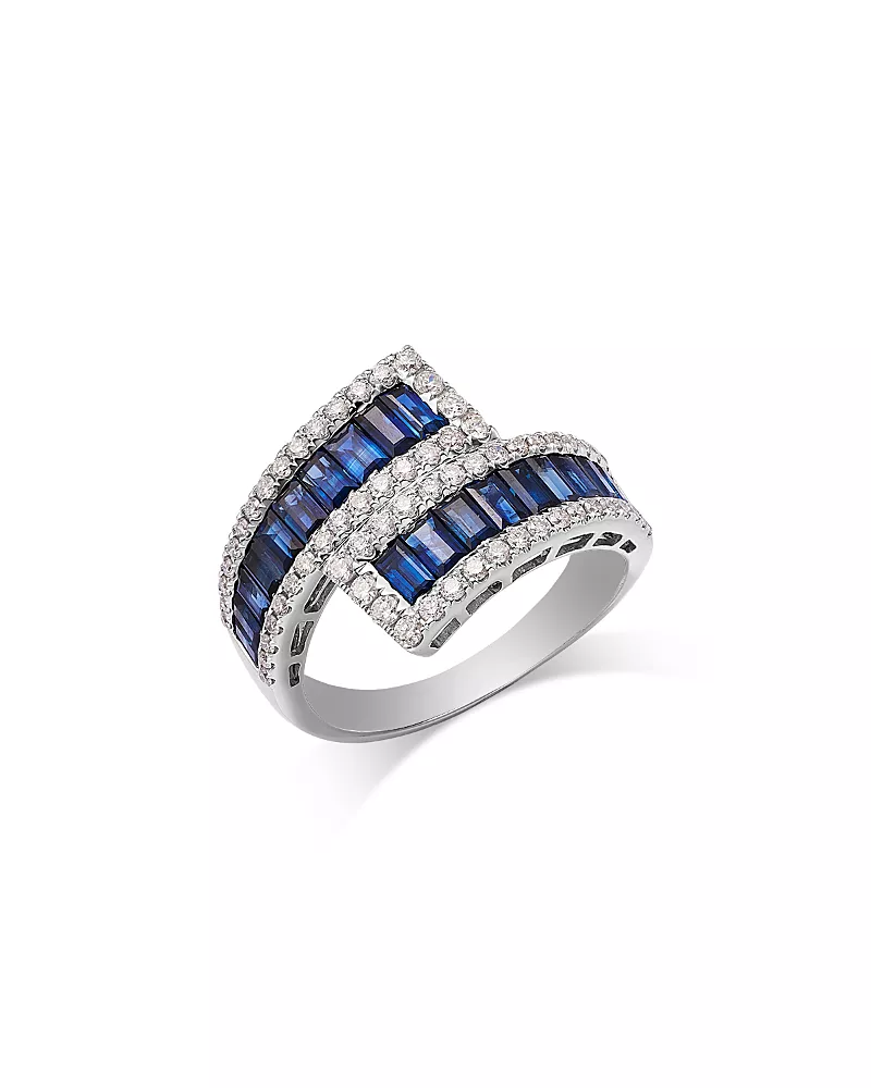 Bloomingdale's Fine Collection Sapphire & Diamond Bypass Ring in 14K White Gold