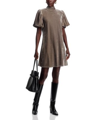 Mock Neck Velvet Dress