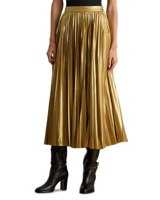 Pleated Metallic Chiffon Skirt