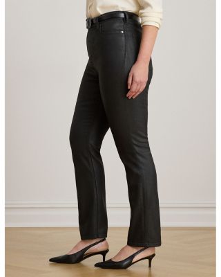 Coated High Rise Straight Ankle Jean