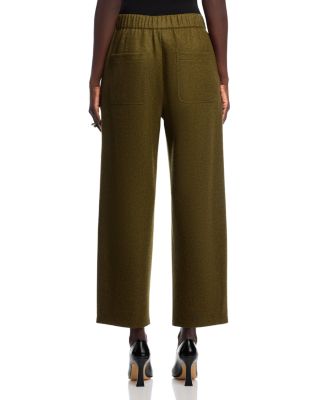 Wool-Cashmere Stretch Downing Barrel Leg Ankle Pants