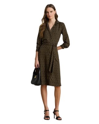 Chain Print Crepe Shirtdress