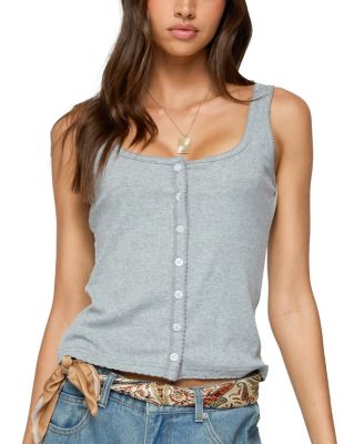 Gwenne Pointelle Button Up Tank Top