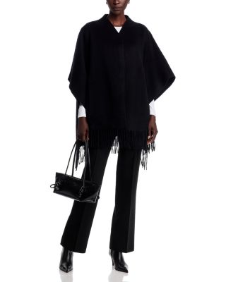Wool Cashmere Fringed Hem Cape