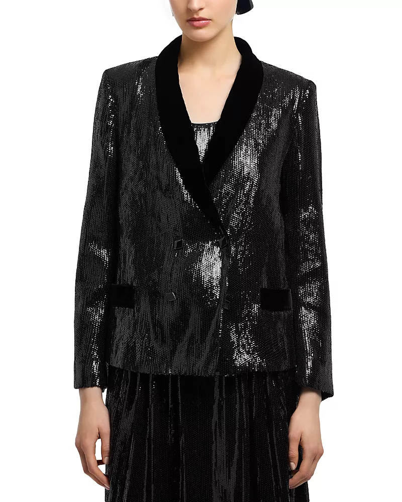 Emporio Armani Sequined Double Breasted Blazer