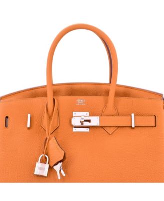 Birkin 30 Handbag Orange Clemence with Palladium Hardware