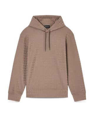 Allover Eagle Jacquard Motif Hooded Sweatshirt