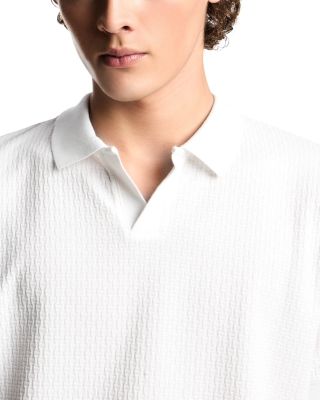 Jacquard Textured Cotton Polo Shirt