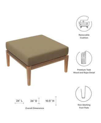 Clearwater Outdoor Patio Teak Wood Ottoman