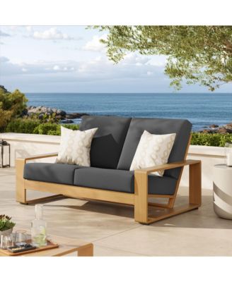 Lirienne Outdoor Patio Aluminum Faux Wood Loveseat