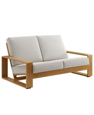 Lirienne Outdoor Patio Aluminum Faux Wood Loveseat