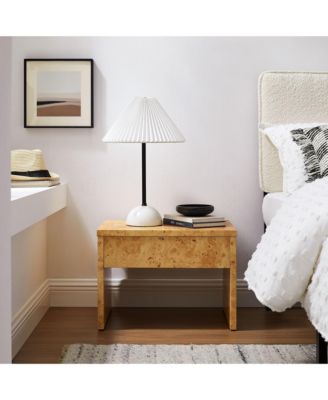 Hudson 1-Drawer Burl Wood Nightstand