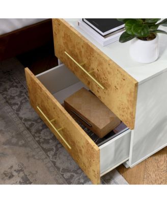 Abel 2-Drawer Burl Wood Nightstand