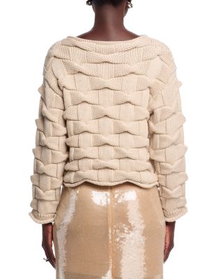 Lofty Merino Wool Basket Stitch Sweater