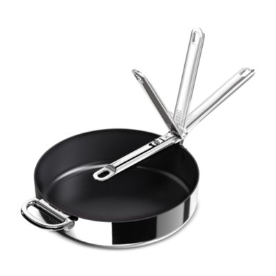 Space Steel 11" Ceramic Nonstick Frying Pan with Folding Handle