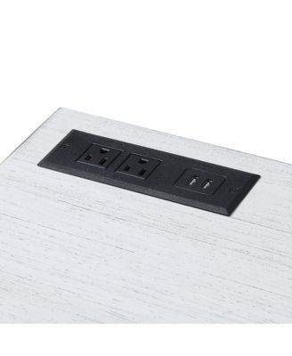 Prelli Steel Base Adjustable Lift Top L-Shaped Writing Desk with USB Ports and Outlets