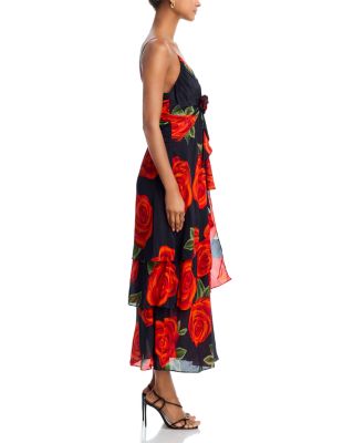 Latin Roses Black Flower Dress