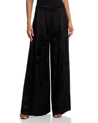 Leopard Jacquard Wide Leg Pants