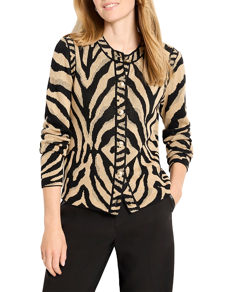 Nic + Zoe Nic+zoe Animal Jacquard Cardigan In Multi