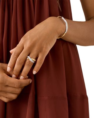 Two Strand Diamond Crossover Ring in 18K White & Yellow Gold, 0.56 tcw 