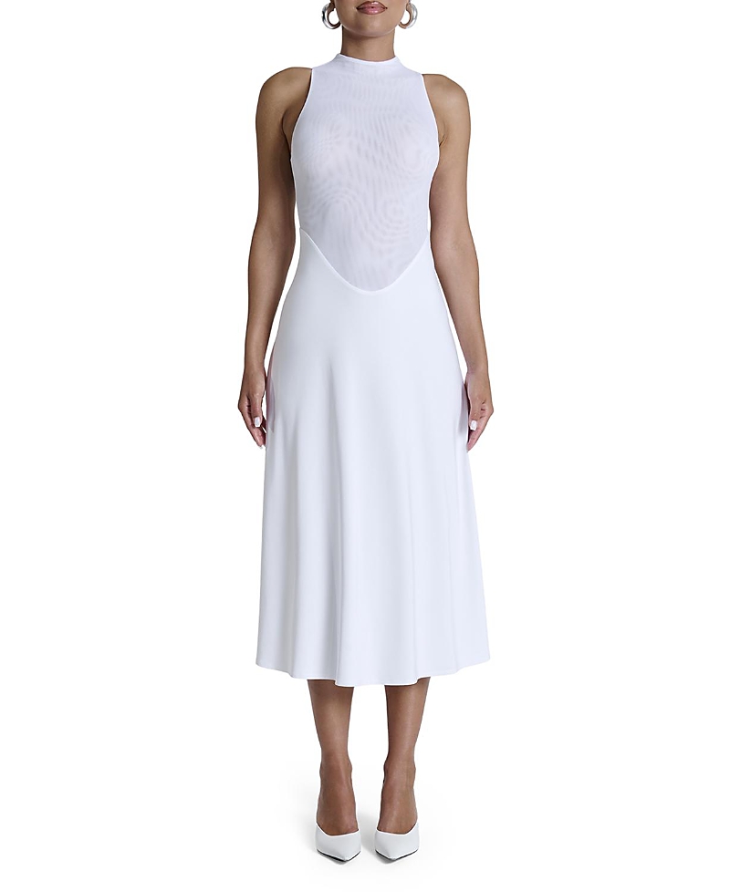 Naked Wardrobe Hourglass Mesh Sleeveless Midi Dress In White