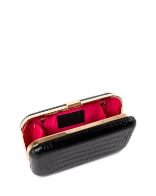 Rose Croc Embossed Leather Clutch