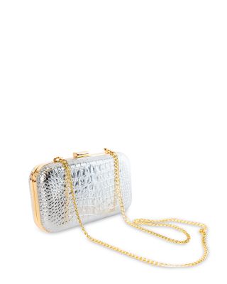 Rose Croc Embossed Leather Clutch