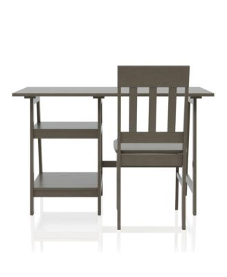 Salina Solid Wood 2-Shelf Writing Desk with Chair