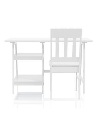 Salina Solid Wood 2-Shelf Writing Desk with Chair