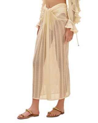 Wave Mesh Swim Cover Up Maxi Skirt