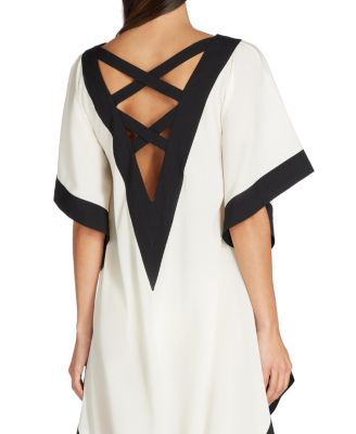 Aria High-Low Crepe de Chine Cover-up Dress