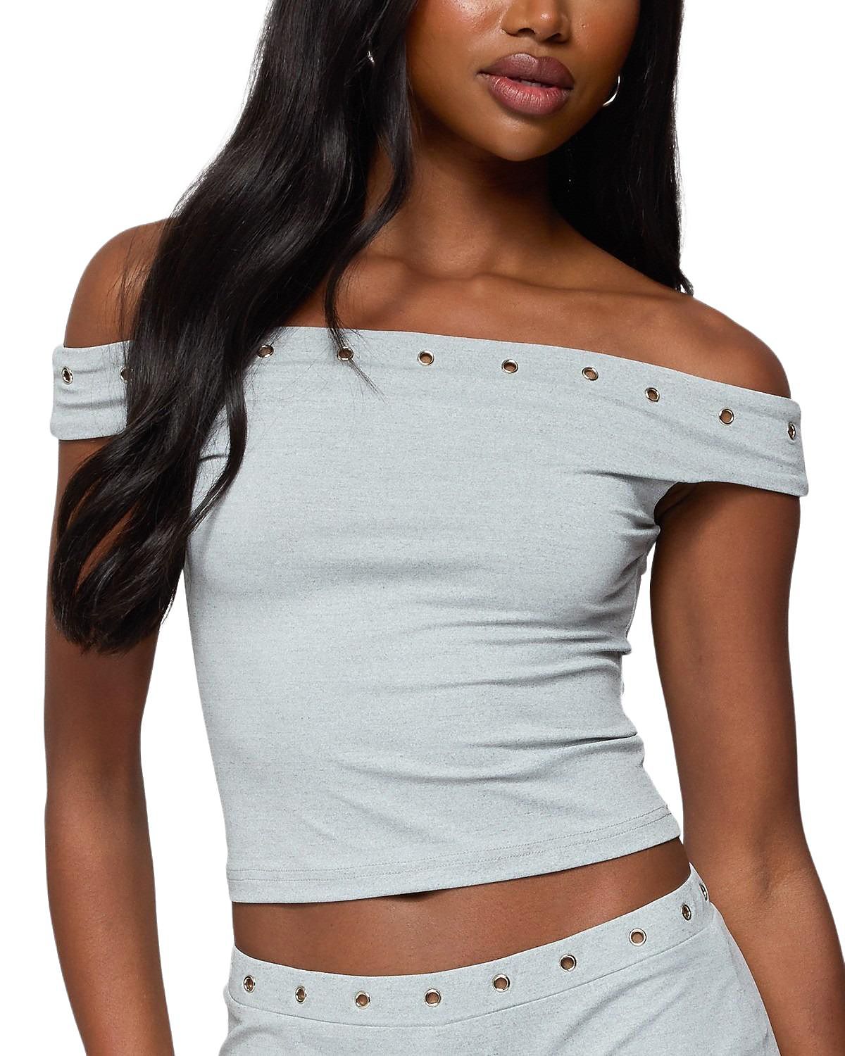 Edikted Neriah Grommet Off Shoulder Top