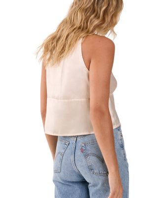 Satin Embroidered Lace Button Front Vest