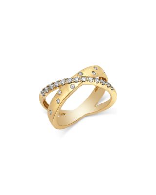 Diamond Crossover Ring in 14K Yellow Gold, 0.33 tcw