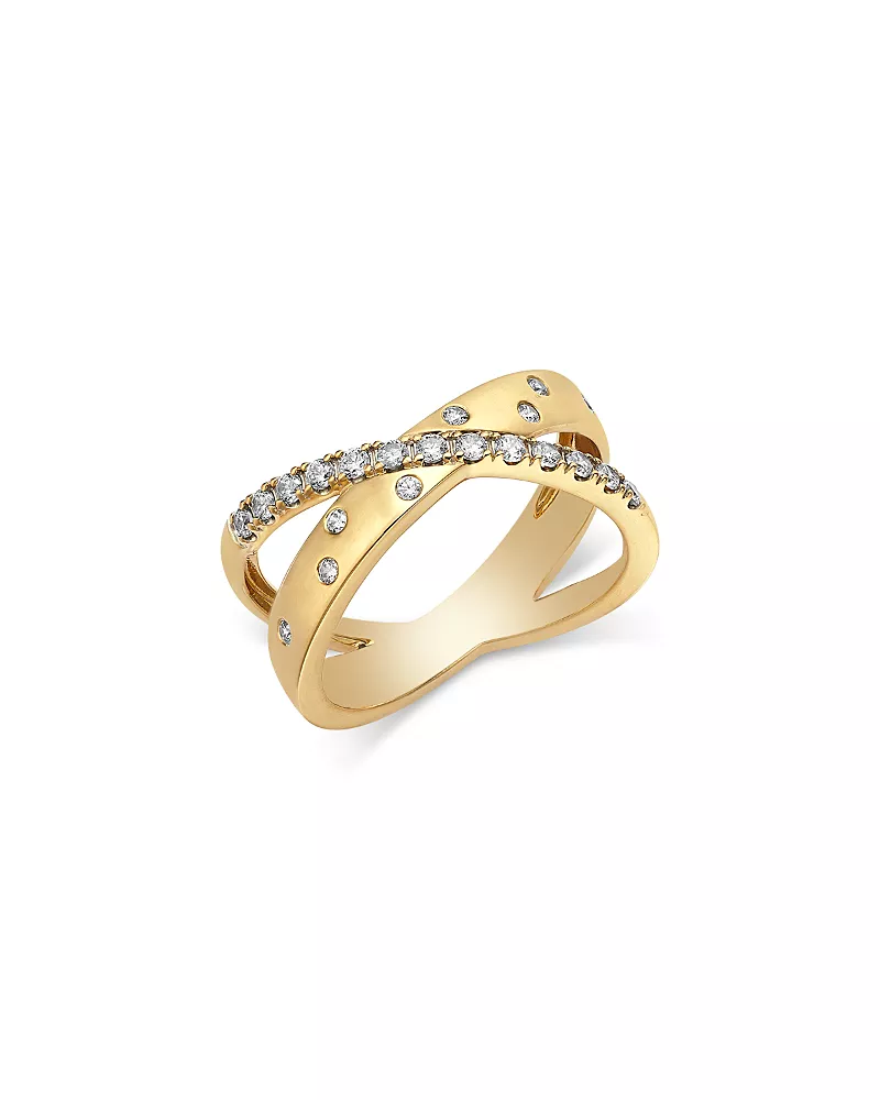 Bloomingdale's Fine Collection Diamond Crossover Ring in 14K Yellow Gold, 0.33 tcw